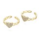 Brass Micro Pave Clear Cubic Zirconia Cuff Rings RJEW-S044-094-NF-2