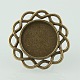 Vintage Adjustable Iron Finger Ring Components Alloy Flower Cabochon Bezel Settings PALLOY-O039-18AB-NF-2