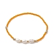 7 pièces 7 couleurs coquillage naturel et graine et bracelets extensibles perlés en laiton pour femme BJEW-JB09170-4