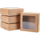 紙菓子箱  ベーカリーボックス  PVCクリアウィンドウ付き  パーティーのために  結婚式  ベビーシャワー  正方形  淡い茶色  9.5x9.5x3.5cm CON-BC0006-59C-1