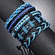 5Pcs 5 Style Adjustable Braided Imitation Leather Cord Bracelet Set with Waxed Cord for Men BJEW-F458-11-7