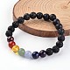 Bracelets extensibles en perles de pierre de lave naturelle chakra BJEW-JB02225-01-3