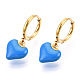 Enamel Heart Dangle Hoop Earrings EJEW-T018-01A-2