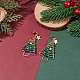 Aretes colgantes de árbol de navidad trenzado de vidrio y perla de concha EJEW-TA00090-3