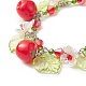 Bracelets à breloques pomme en résine sur le thème de la fête des enseignants avec feuille acrylique et fleur en plastique BJEW-JB09209-2