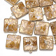 天然宝石チップペンダント  合金パーツ  正方形  ライトゴールド  ミックスカラー  21~21.5x18~18.5x5mm  穴：1.8mm PALLOY-T056-92-2