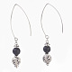 Boucles d'oreilles pendantes en perles de lave naturelle EJEW-JE02811-09-1