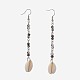 Electroplate Glass Faceted Rondelle Beads Dangle Earrings EJEW-JE02906-M-2