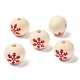 Perline europee in legno stampate fiocco di neve natalizio WOOD-Q049-01A-3