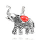 Antique Silver Plated Alloy Dyed Synthetic Turquoise Elephant Pendants PALLOY-E402-02AS-1