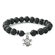 Bracelets extensibles en perles de pierres précieuses naturelles et synthétiques avec breloques en alliage BJEW-JB09444-3
