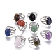 Adjustable Faceted Natural & Synthetic Gemstone Finger Rings RJEW-I068-B-1-1
