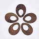 Colgantes de madera de nogal, lágrima, saddle brown, 37.5~38x28x2.5mm, agujero: 2 mm