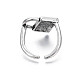 Padlock with Word Love Alloy Open Cuff Ring for Women RJEW-T009-42AS-2