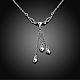 Silver Plated Brass Wing with Heart Pendant Necklaces for Women NJEW-BB00841-2