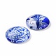 Blue and White Floral Printed Glass Flatback Cabochons X-GGLA-A002-20mm-XX-3