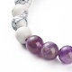 Bracelet extensible perles rondes pierres naturelles mélangées & howlite synthétique BJEW-JB06919-7