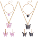 Anattasoul collier pendentif papillon en plastique et bracelet et boucles d'oreilles à levier SJEW-AN0001-33-1