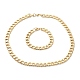 Placcatura ionica (ip) 304 set di gioielli per bracciali e collane con catena a maglia cubana in acciaio inossidabile SJEW-B019-03E-G-2