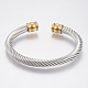 Bracelets manchettes bracelets jonc avec boule en 304 acier inoxydable BJEW-H570-22GP-1