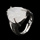 天然水晶ティアドロップ調節可能なリング  プラチナ真鍮リング  鉛フリー＆カドミウムフリー  usサイズ7（17.3mm） RJEW-K241-03P-11-4