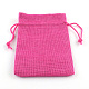 ポリエステル模造黄麻布包装袋巾着袋  クリスマスのために  結婚式のパーティーとdiyクラフトパッキング  濃いピンク  18x13cm ABAG-R005-18x13-08-1
