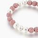 Bracelets extensibles perlés en pierre de lave naturelle galvanisés et teints BJEW-P233-H01-2
