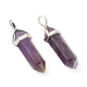 2Pcs Natural Amethyst Double Terminated Pointed Pendants G-YW0002-05B-3