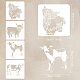 Fingerinspire 4 pcs pochoir d'animaux de ferme pour la peinture 11.8x11.8 pouces réutilisable highland vache dessin pochoir bricolage artisanat vaches pochoir pour peinture sur mur DIY-WH0172-1019-2
