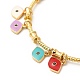 Colorful Enamel Charms Cuff Bangle with Clear Cubic Zirconia BJEW-E073-09G-01-3