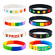 20Pcs 8 Style Rainbow Color Pride Silicone Heart Cord Bracelets Set for Men Women BJEW-TA0001-06-1