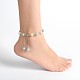 Round Glass Pearl Anklets AJEW-AN00062-06-5