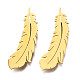 201 Stainless Steel Feather Lapel Pin JEWB-N007-121G-2