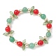 Bracelet extensible en perles de jade naturel de Malaisie et d'aventurine verte BJEW-JB09759-02-1