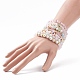 8 pièces 8 styles mixtes pierres précieuses & coquillages perle & oeil de chat ensemble de bracelets extensibles BJEW-JB08782-3