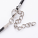 Antique Silver Alloy Heart Waxed Cord Pendant Necklaces NJEW-J054-01-3
