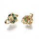 Brass Micro Pave Green Cubic Zirconia Charms KK-S354-245-NF-3