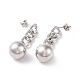 Brass Round Dangle Stud Earrings for Women EJEW-C008-30P-2