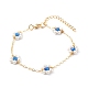 Shell Pearl & Acrylic Beads Flower Link Bracelets BJEW-TA00003-03-1