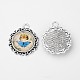 Antique Silver Alloy Pendant Cabochon Bezel Settings and Butterfly Printed Glass Cabochons TIBEP-X0179-C37-2