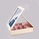 木製のアクセサリー箱  模造革で覆われて  ベロア  鏡  長方形  ホワイト  24.3x18x5.7cm LBOX-L002-E02-1