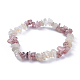 Bracelets extensibles avec pierre de lune blanche naturelle et éclats de quartz de fraise BJEW-JB04490-05-1