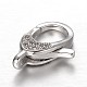Rhodium Plated 925 Sterling Silver Rhinestone Lobster Claw Clasps STER-N014-12-2