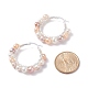 Natural Pearl Wire Wrapped Beaded Hoop Earrings for Women EJEW-JE04759-02-4
