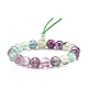 Natural Fluorite Round Beads Stretch Bracelet BJEW-JB07235-02-1