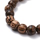 8.5mm Waxed Natural Bodhi Wood Round Beads Stretch Bracelet for Men Women BJEW-JB07099-02-5