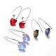 Handmade Heart Glass Dangle Hoop Earrings for Valentine's Day EJEW-JE01665-1