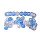 2 Stück 2-teiliges Stretch-Ring-Set aus Glas mit geflochtenen Perlen und Blumen für Damen RJEW-JR00592-4