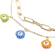 Love Flat Round Charm Layered Necklace for Teen Girl Women X1-NJEW-TA00011-4