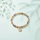 Bracelet extensible en perles de verre avec breloque marguerite en alliage d'émail pour femme BJEW-JB08541-2
